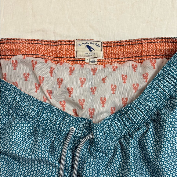 Ted Baker Men's Swim Trunks Turquoise
White Geometric Drawstring Size 6 Shorts - Picture 6 of 14